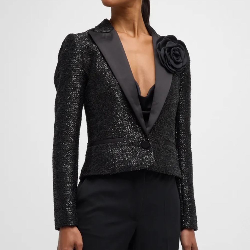 L'AGENCE Scarlet Sequined Cropped Blazer size 6